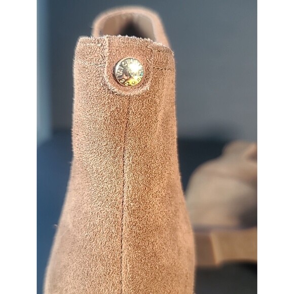 Michael Kors Thea Women Caramel Brown Suede Leather Wedge Chelsea Ankle Boot 8.5 - Picture 9 of 12